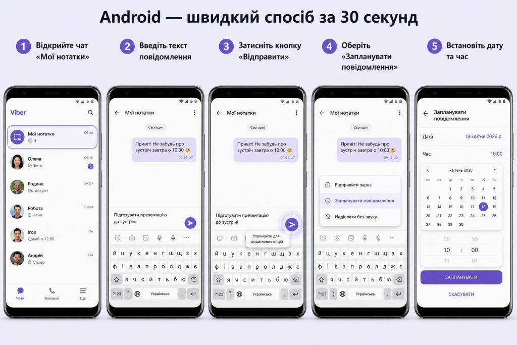 На зображенні кожен крок я робити відкладені сообщенія на андроїд