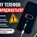На зображенні мобільний телефон, який не заряжаеться